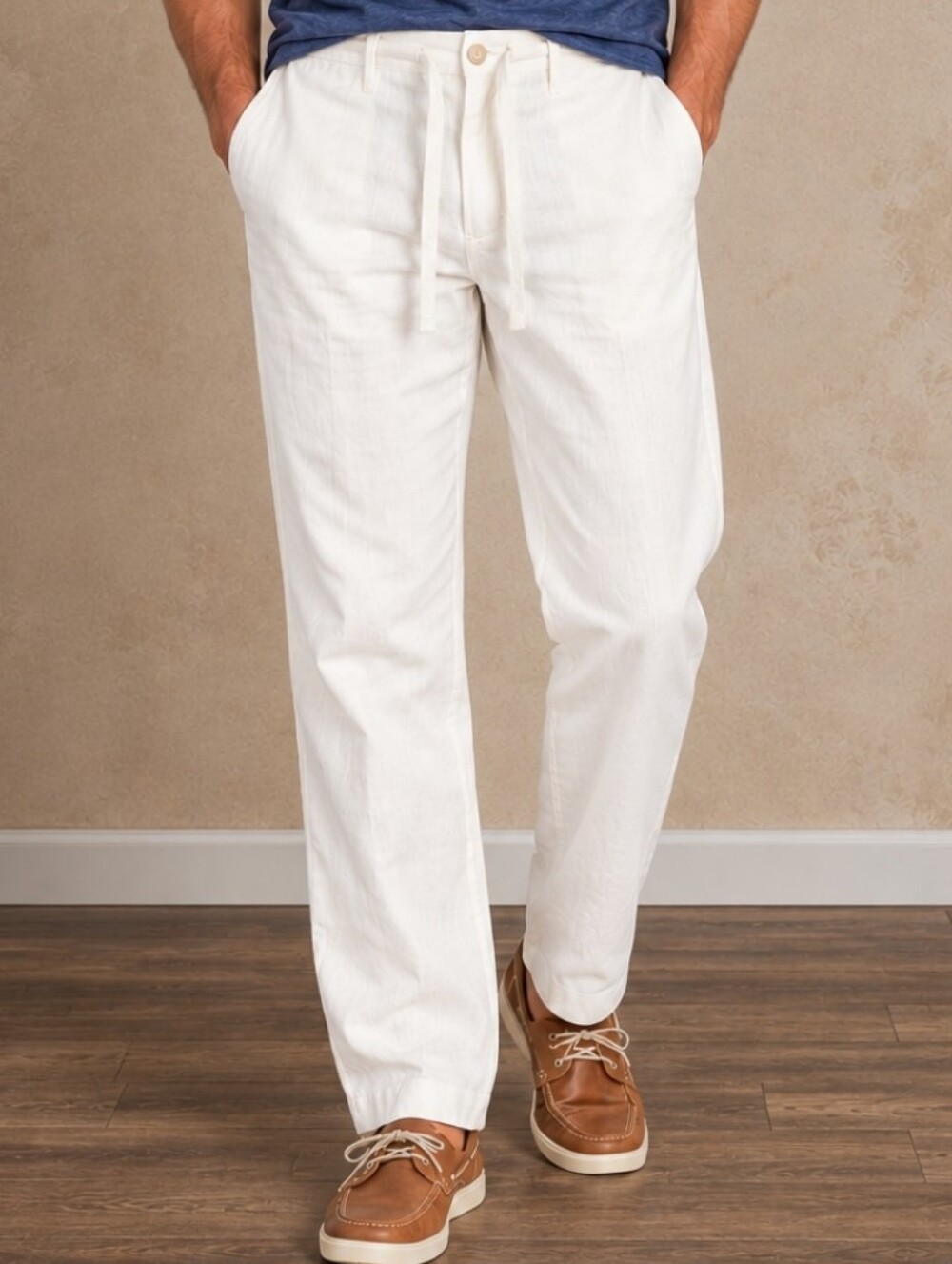 Perry Ellis Cream Linen Blend Pants Sz 36/30
